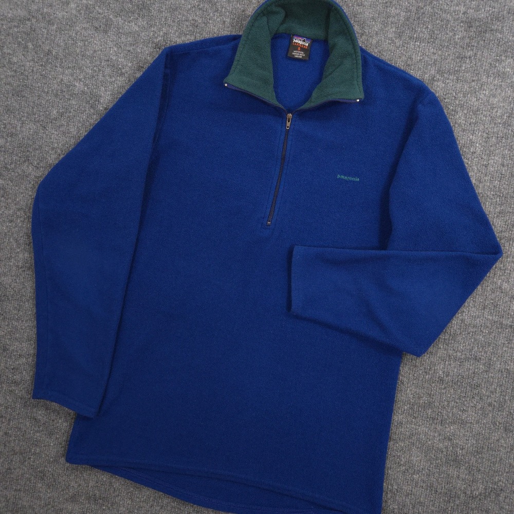Vintage Patagonia Capilene Fleece 1/4 Zip Mens S Blue Outdoor Made In USA‎ Y2K
